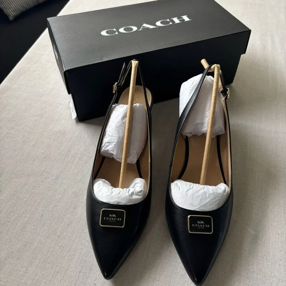 Coach Jillian Slingback Heels Black Leather - Picture 5 of 9